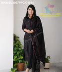 Embroidered Cotton Kurti With Pant And Dupatta-ISKWSU3007PPC/D1955