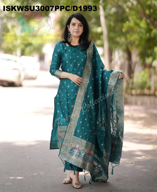 Banarasi Weaved Chanderi Silk Kurti With Silk Pant And Banarasi Dupatta-ISKWSU3007PPC/D1993