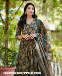 Kalamkari Printed Cotton Anarkali Kurti With Pant And Malmal Cotton Dupatta-ISKWSU3007PPC/D1900