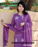 Embroidered Cotton Kurti With Pant And Malmal Cotton Dupatta-ISKWSU3007PPC/D1860