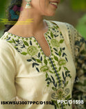 Embroidered Handloom Cotton Kurti With Pant And Kalamkari Printed Khadi Silk Dupatta-ISKWSU3007PPC/D1598