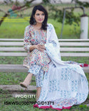 Hand Block Printed Cotton Kurti With Pant And Dupatta-ISKWSU3007PPC/D1371