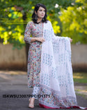Hand Block Printed Cotton Kurti With Pant And Dupatta-ISKWSU3007PPC/D1371