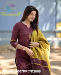 Ikkat Printed Silk Kurti With Pant And Dupatta-ISKWSU3007PPC/D2009