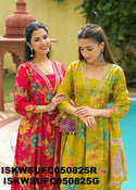 Embroidered Cotton Kurti With Palazzo And Dupatta-ISKWSUFC050825G/FC050825R