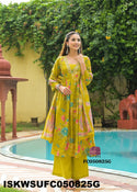 Embroidered Cotton Kurti With Palazzo And Dupatta-ISKWSUFC050825G/FC050825R