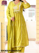 Embroidered Cotton Kurti With Pant And Dupatta-ISKWSUFC060825G