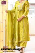 Embroidered Cotton Kurti With Pant And Dupatta-ISKWSUFC060825G