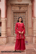 Embroidered Malmal Chanderi Top With Pant-ISKWIDWFC060825R