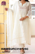 Embroidered Malmal Chanderi Kurti With Silk Pant And Dupatta-ISKWSUFC310725C