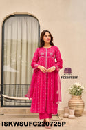 Bandhani Printed Malmal Cotton Kurti With Cotton Pant And Organza Dupatta-ISKWSUFC220725P