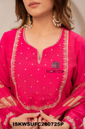 Embroidered Maslin Silk Kurti With Silk Pant And Tissue Silk Dupatta-ISKWSUFC280725P/FC280725G