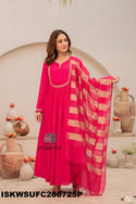 Embroidered Maslin Silk Kurti With Silk Pant And Tissue Silk Dupatta-ISKWSUFC280725P/FC280725G