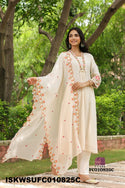 Embroidered Malmal Chanderi Kurti With Silk Pant And Dupatta-ISKWSUFC010825C/FC010825T