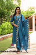 Embroidered Malmal Chanderi Kurti With Silk Pant And Dupatta-ISKWSUFC010825C/FC010825T