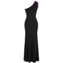Women's Purple Black Evening Dresses Splicing Sequin Ruched Slit Long Bodycon Vintage Luxury Party Gown 446 - Ishaanya