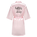 Birthday Party Girl & Entourage Robes Satin Pajamas Dressing Gown Black White Writing Letter Kimono S-4XL - Ishaanya