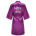 Birthday Party Girl & Entourage Robes Satin Pajamas Dressing Gown Black White Writing Letter Kimono S-4XL - Ishaanya