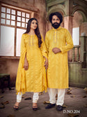 Cotton Couple Kurta And Kurti Set