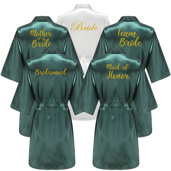 Wedding Bride Bridesmaid Robes Dressing Gown Sexy Women Bathrobe Night shirts Short Sleepwear Women Flower Kimono Plus Size - Ishaanya