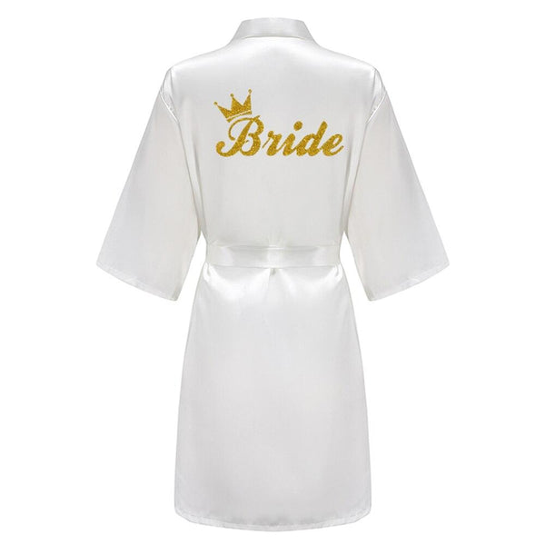 Wedding Bride Bridesmaid Robes Dressing Gown Sexy Women Bathrobe Night shirts Short Sleepwear Women Flower Kimono Plus Size - Ishaanya