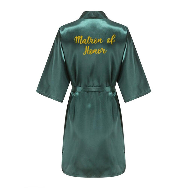 Wedding Bride Bridesmaid Robes Dressing Gown Sexy Women Bathrobe Night shirts Short Sleepwear Women Flower Kimono Plus Size - Ishaanya