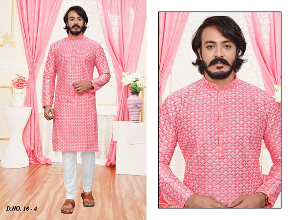 Art Silk Chikankari Kurta With Cotton Pajama