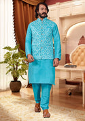 Art Silk Kurta With Nehru Jacket