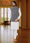 Art Silk Kurta With Nehru Jacket