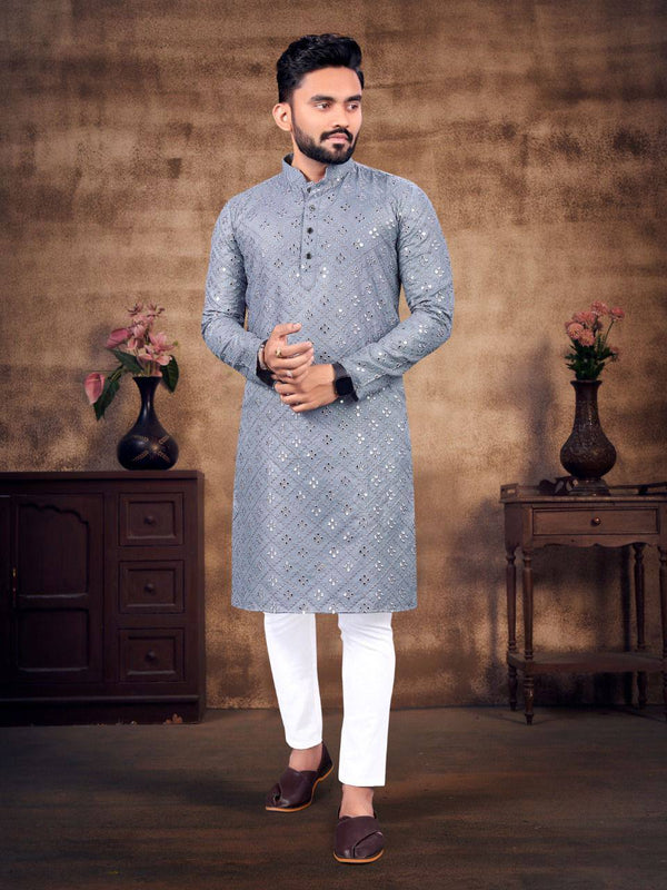 Cotton Embroidered Kurta With Pajama