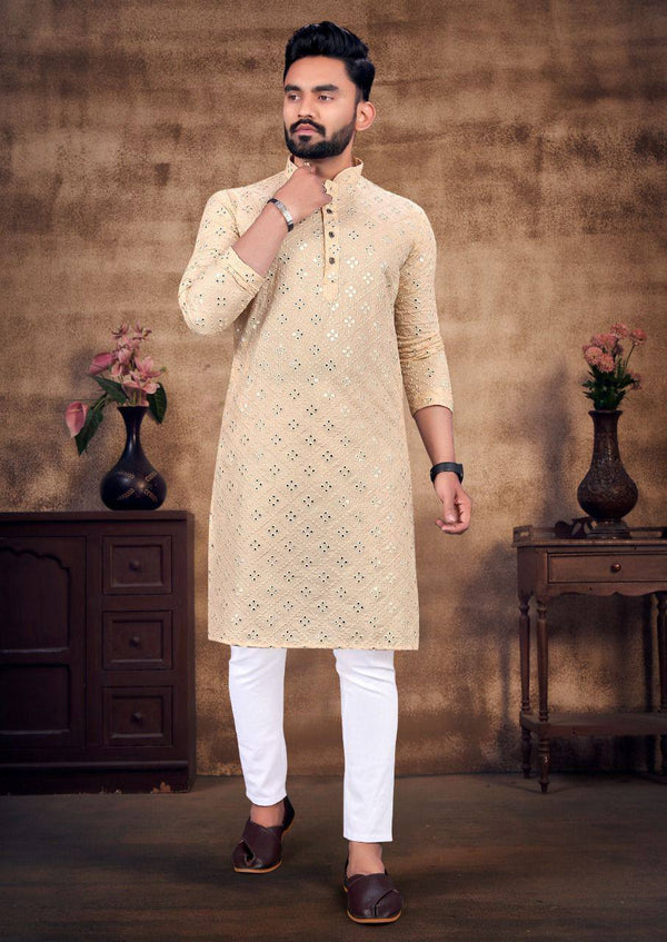 Cotton Embroidered Kurta With Pajama