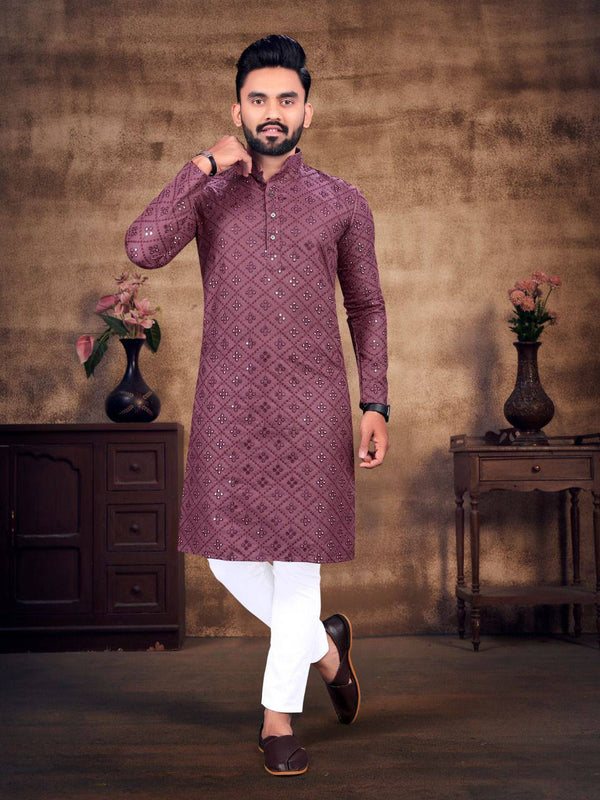 Cotton Embroidered Kurta With Pajama