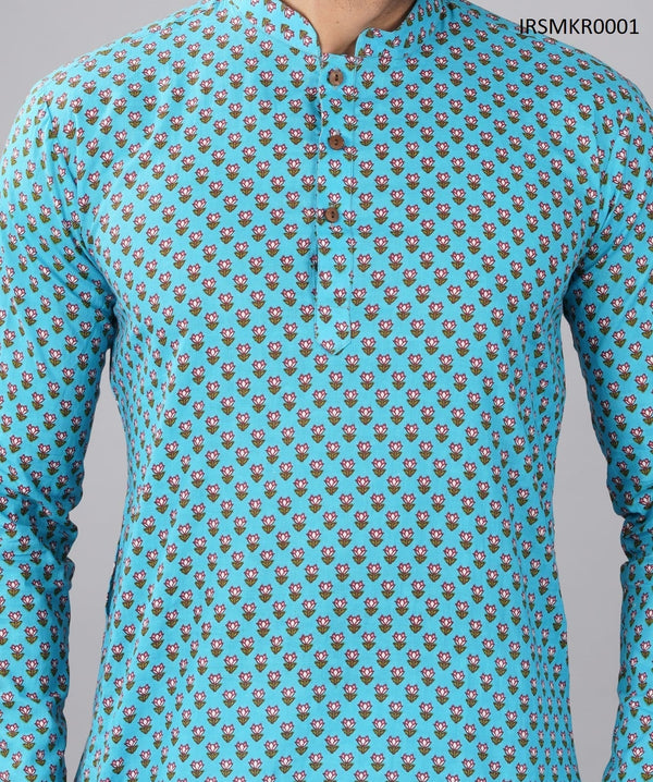 Cotton Printed Men's Long Kurta-IRSMKR0001