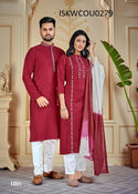 Cotton Kurta and Kurti Set For Couple-ISKWCOU0279