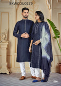 Cotton Kurta and Kurti Set For Couple-ISKWCOU0279