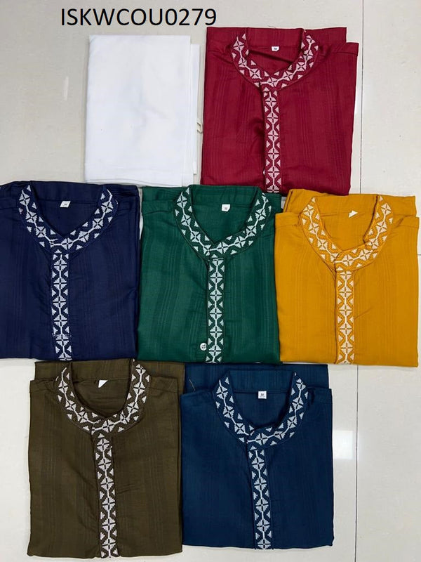 Cotton Kurta and Kurti Set For Couple-ISKWCOU0279