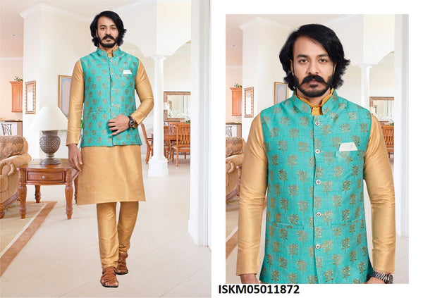 Art Silk Kurta With Pajama And Jacquard Jacket-ISKM05011872