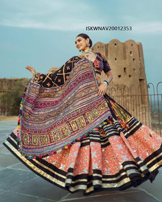 Digital Printed Butter Silk Lehenga With Blouse And Dupatta-ISKWNAV20012353 - Ishaanya