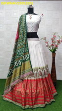 Digital Printed Butter Silk Lehenga With Blouse And Dupatta-ISKWNAV25011051