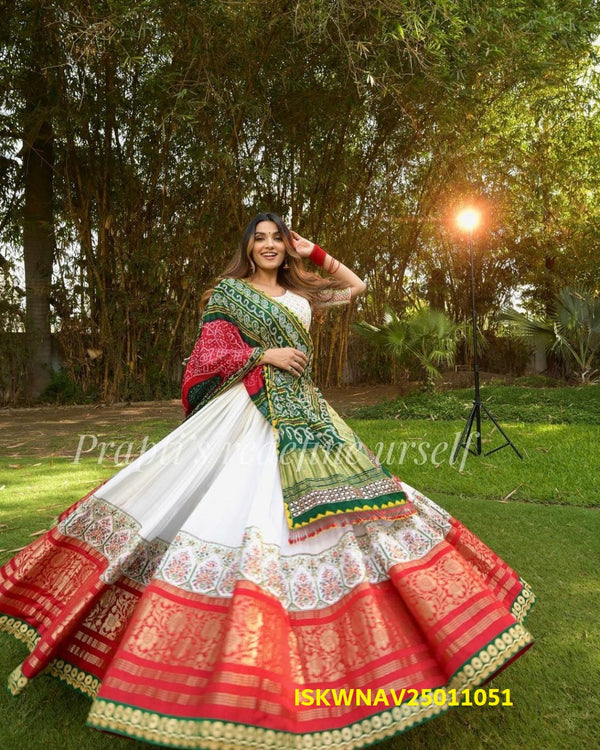 Digital Printed Butter Silk Lehenga With Blouse And Dupatta-ISKWNAV25011051