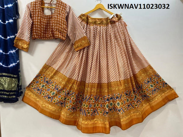 Lehariya Printed Crepe Silk Lehenga With Blouse Ande Modal Silk Dupatta-ISKWNAV11023032