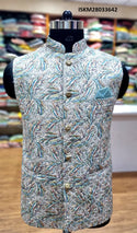 Printed Cotton Chikankari Jacket-ISKM28033642