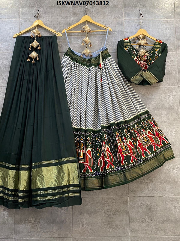 Foil Printed Pashmina Silk Lehenga With Blouse And Moda Dupatta-ISKWNAV07043812