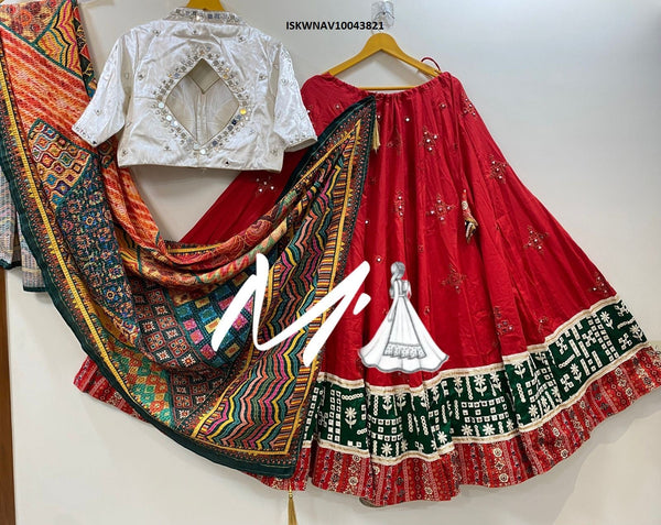 Cotton Lehenga With Gaji Silk Blouse And Printed Dupatta-ISKWNAV10043821