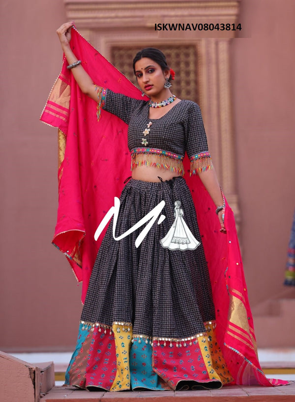 Cotton Lehenga With Blouse And Gaji Silk Dupatta-ISKWNAV08043814