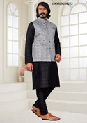 Art Silk Kurta With Pama With Nehru Jacket-ISKM09054222