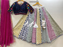 Block Printed Cotton Lehnga With Cotton Silk Blouse And Lehariya Printed Chiffon Dupatta-ISKWNAV09054192