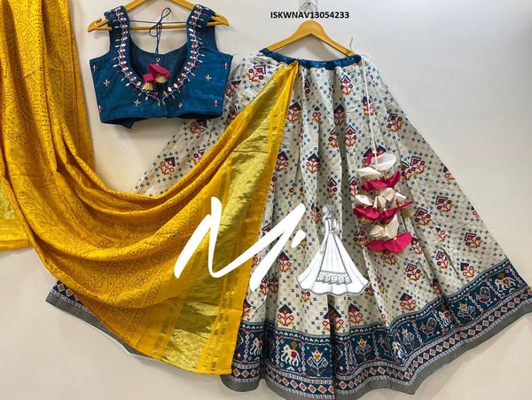 Patola Printed Gaji Silk Lehenga With Blouse And Dupatta-ISKWNAV13054233