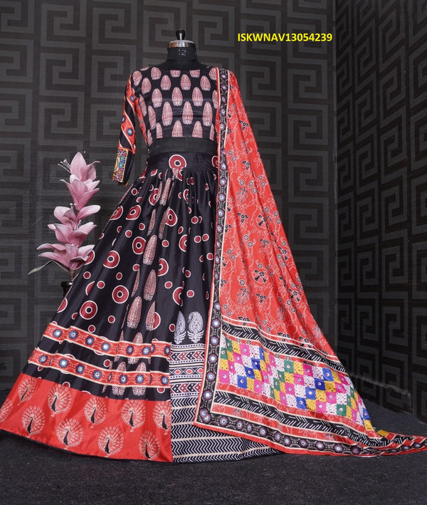 Digital Printed Zari Gota Silk Lehenga With Blouse And Dupatta-ISKWNAV13054239