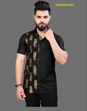 Men's Foil Printed Cotton Shirt-ISKM26054497